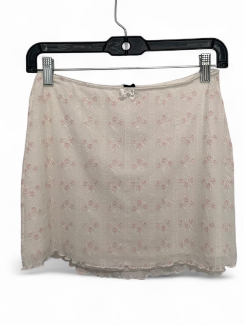 PacSun Cream Mini Skirt with Pink Floral Embroidery